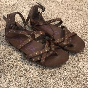 Brown gladiator shoes